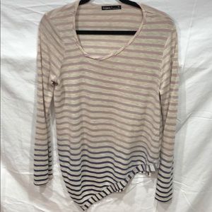 Gypsy asymmetrical faded stripped long tee XS